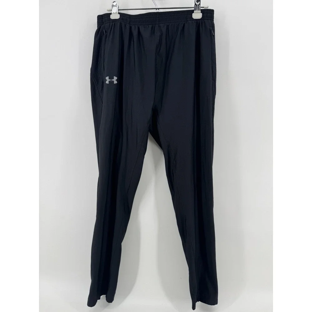 Under Armour Mens Athletic Pants Size L Fitted Cold Gear Black Straight Leg